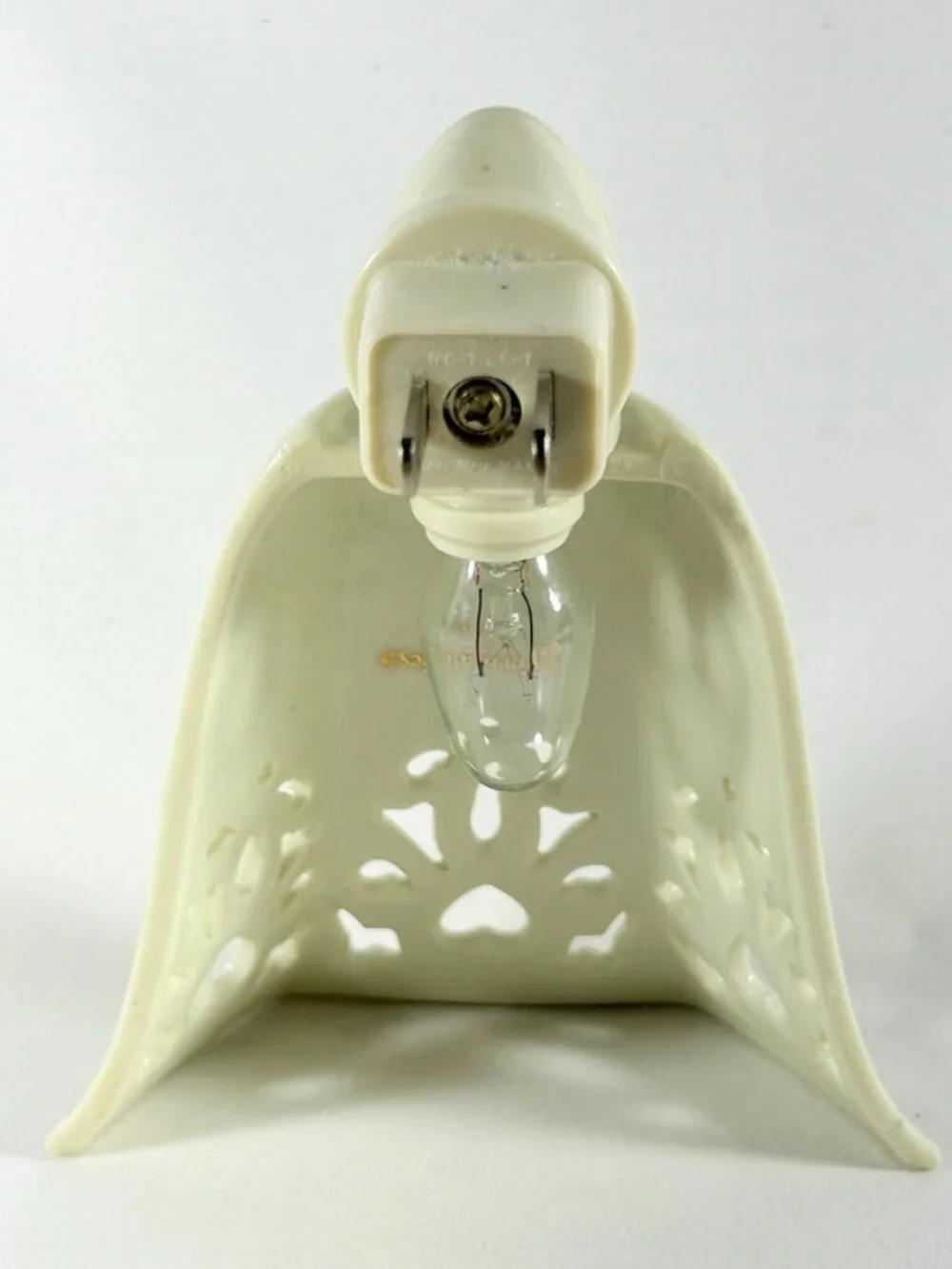 Nightlight, Ceramic, White W/Rose Pattern & Gold Trim